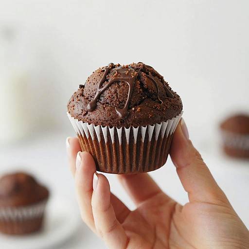 Hand Holding Chocolate-Covered Muffin