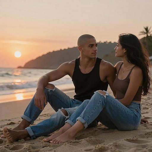 Romantic Sunset Beach Couple Photography