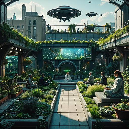 Futuristic Rooftop Garden Scene