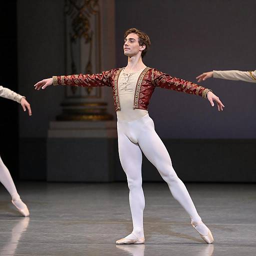 Serene Male Ballet Dancer in Red and Gold