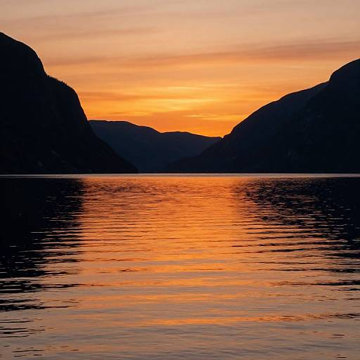 Sunset Over Serene Fjord Reflection