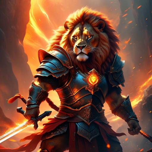 Epic Fantasy Lion Warrior Digital Art