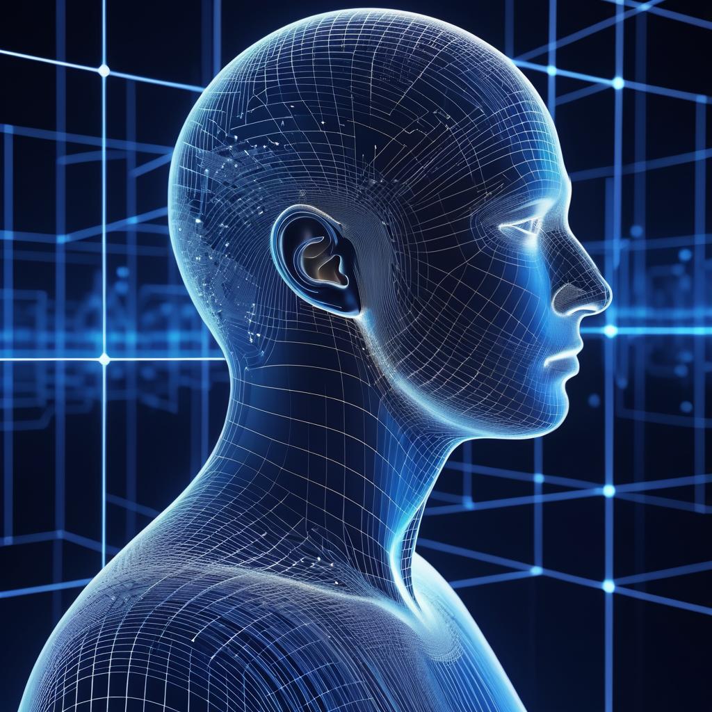 Futuristic 3D Human Profile and Equations