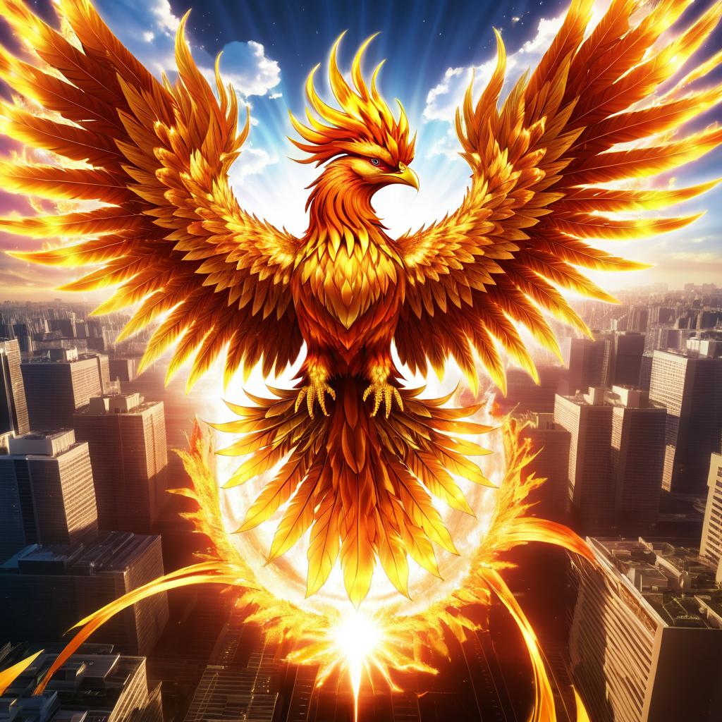 Epic Phoenix Amidst a Flaming City