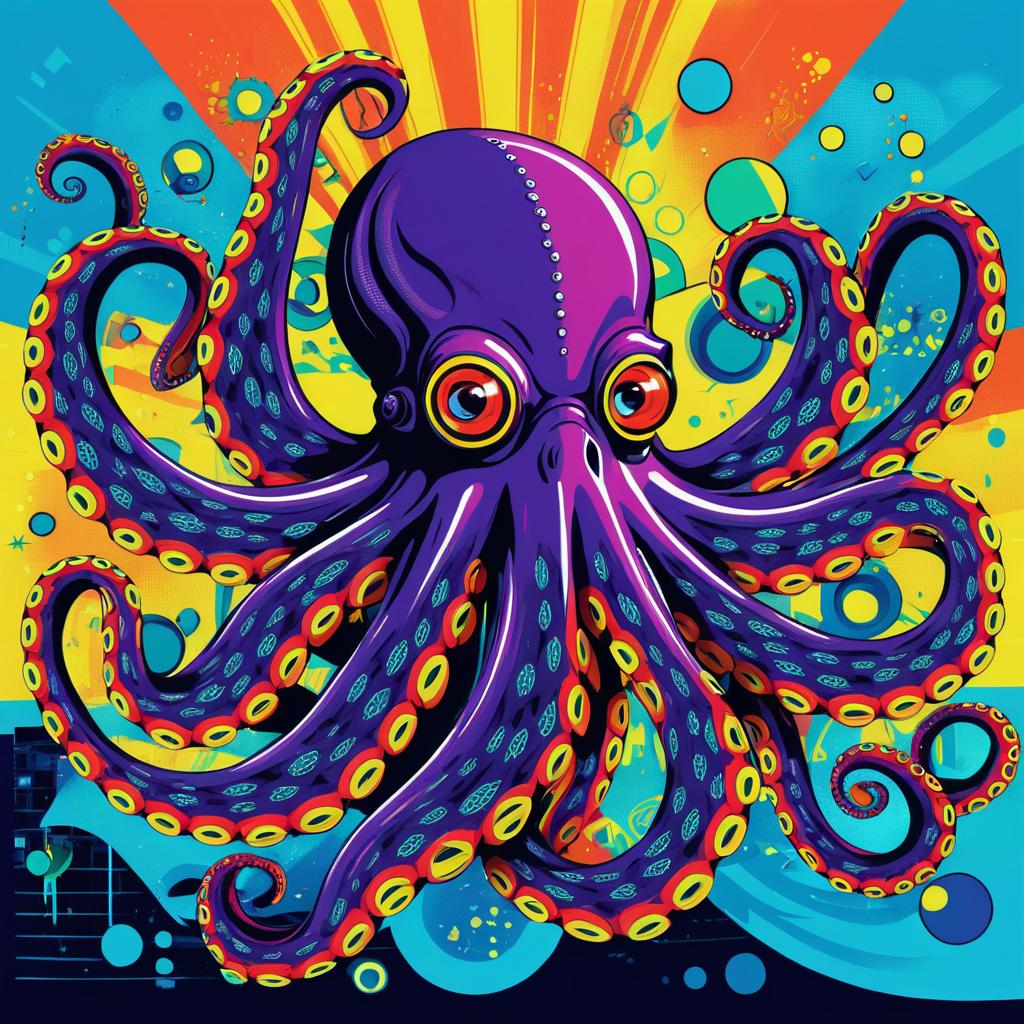 Playful Pop Art Octopus Illustration