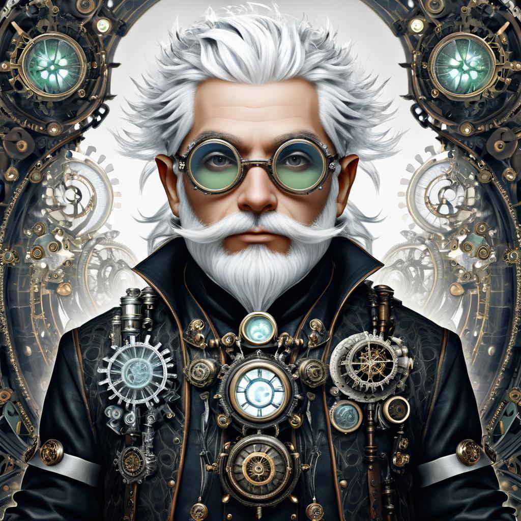 Steampunk Gnome Inventor Portrait in Detail