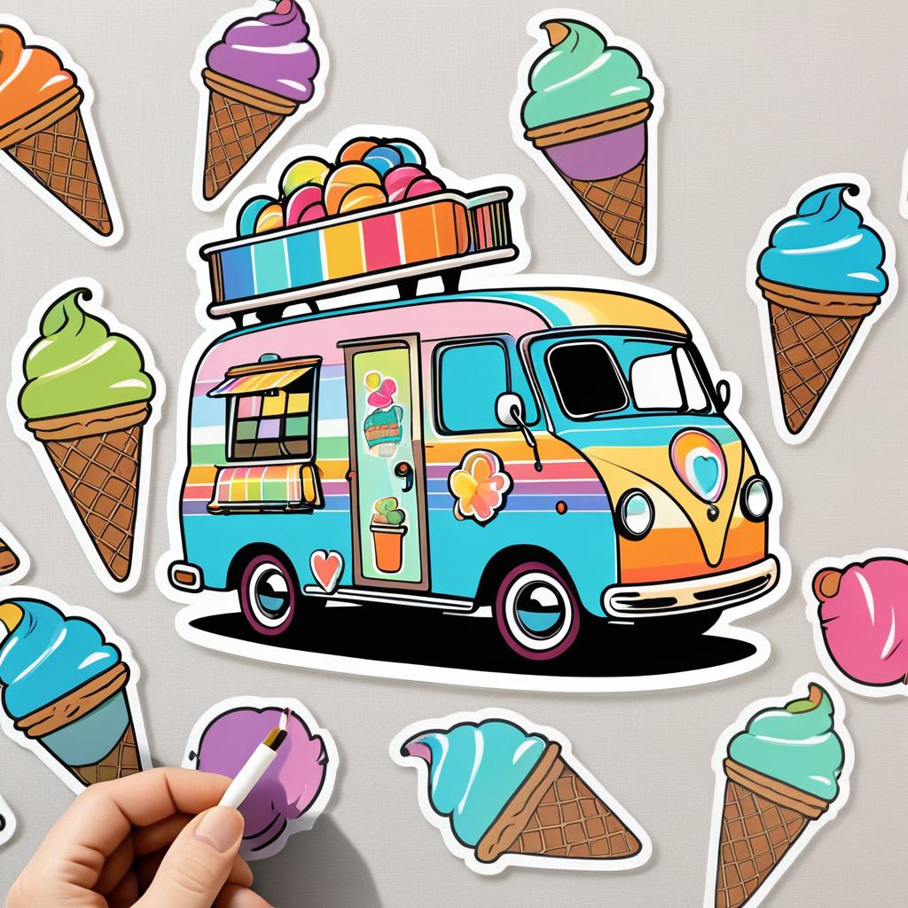 Whimsical Cartoon Ice Cream Truck Decal