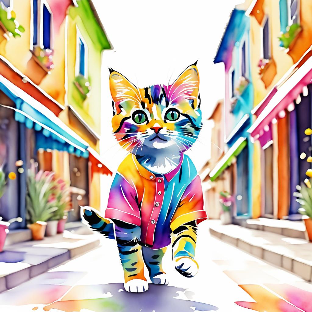 Playful Kitten in Colorful Streets