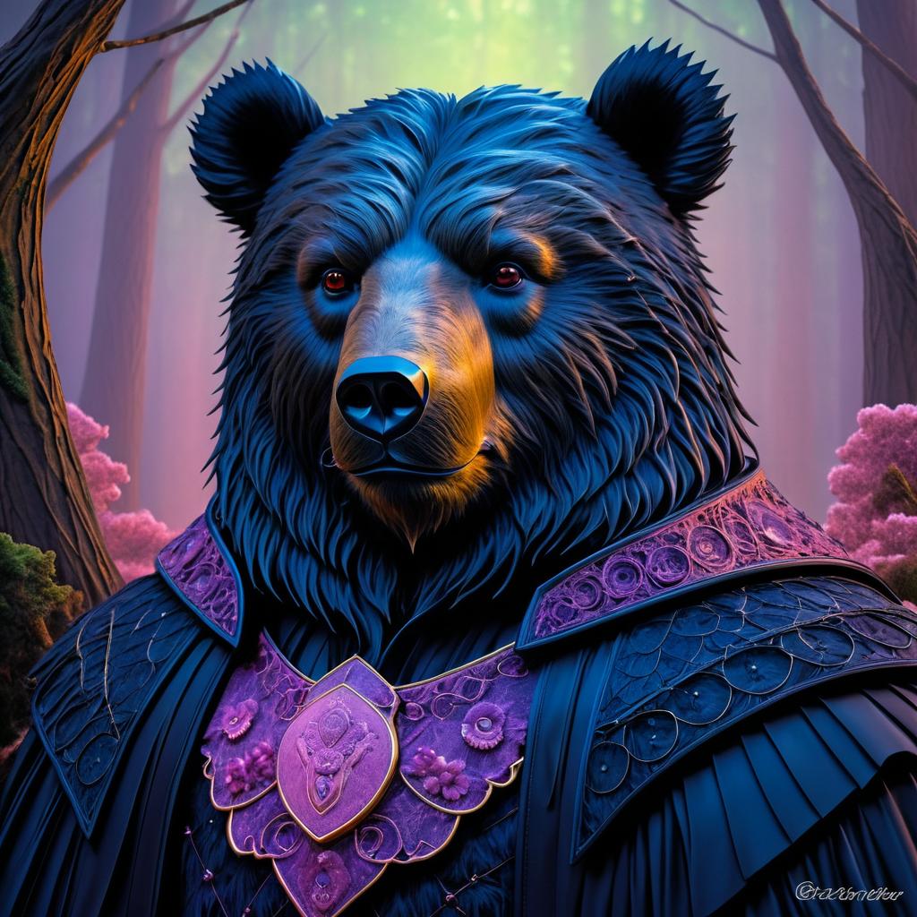 Whimsical Loving Bear Portrait Art