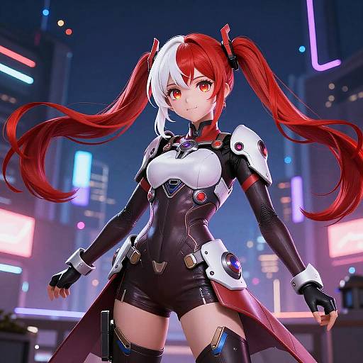 Futuristic Anime Girl in Neon City
