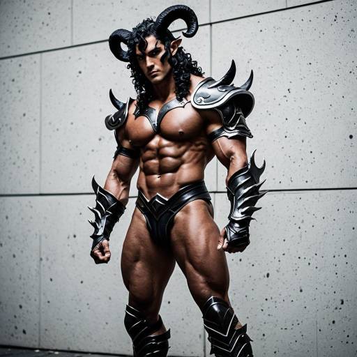Muscular Horned Fantasy Warrior Costume
