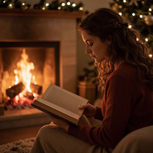 Cozy Winter Reading by the Fireplace