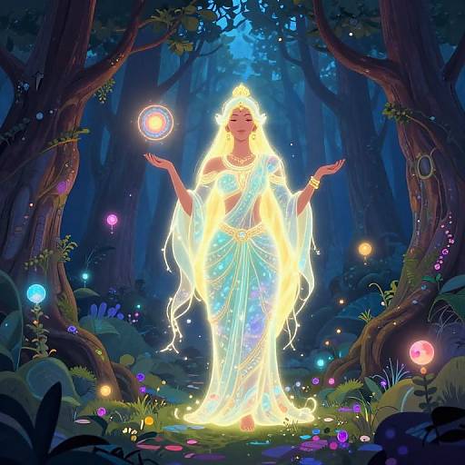 Ethereal Goddess in Mystical Forest