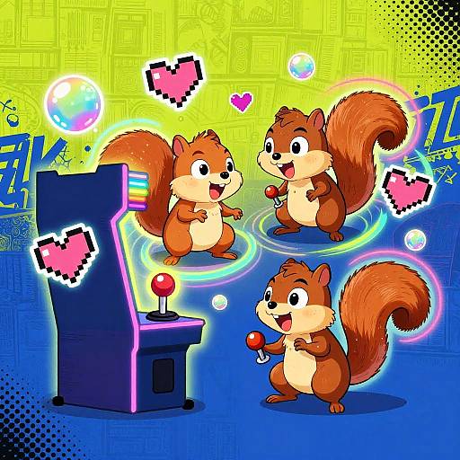 Urban Fantasy Squirrel Arcade Scene