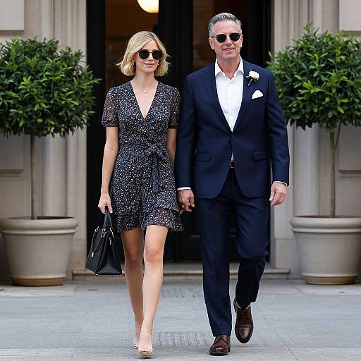 Stylish Couple Outdoors in Coordinated Outfits