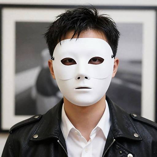 Mysterious Young Man in Masked Portrait