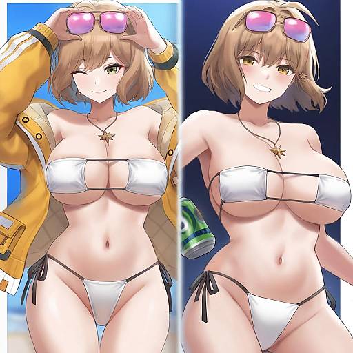 Illustration of Anis (sparkling summer) (nikke), goddess of victory: nikke in the style of Tonee