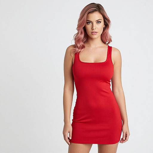 Modern Streetwear Woman in Red Mini Dress