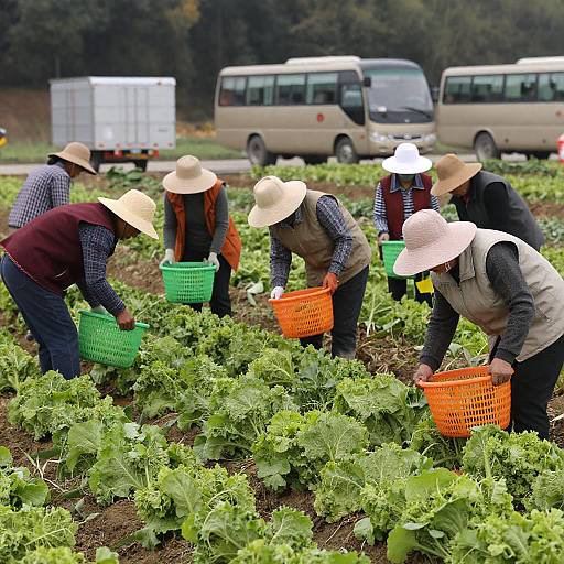 Harvesting Green Vegetables in the Field