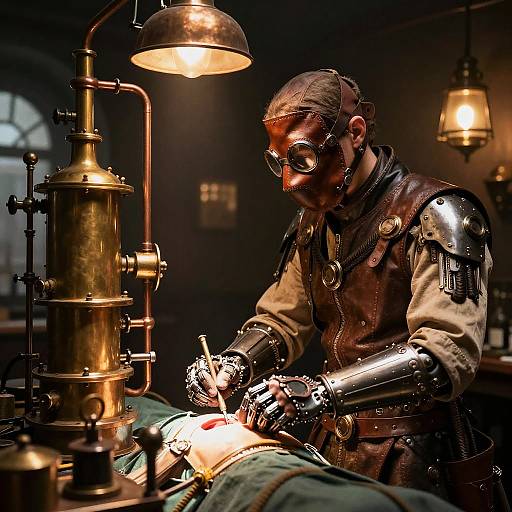 Steampunk Medic Emergency Surgery Scene