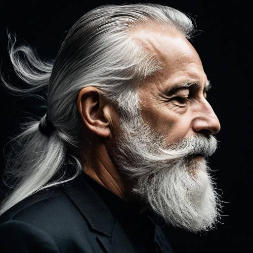 Profile of Elderly Man with White Hair and Beard