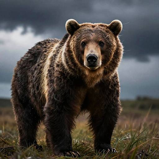 Grizzly Bear in Stormy Weather
