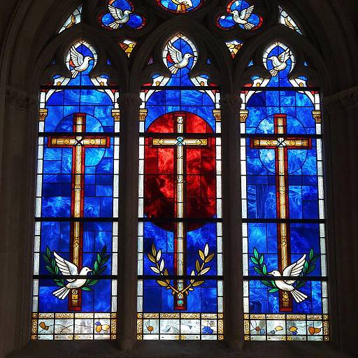 Vibrant Religious Stained Glass Design