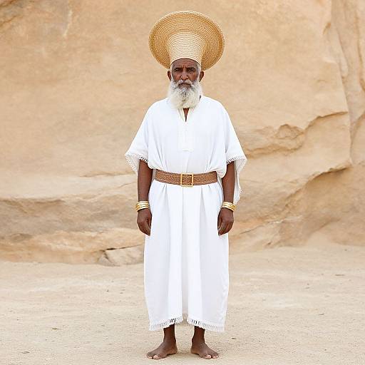 Elderly Man in Desert Landscape