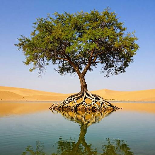 Majestic Tree on Golden Desert Island