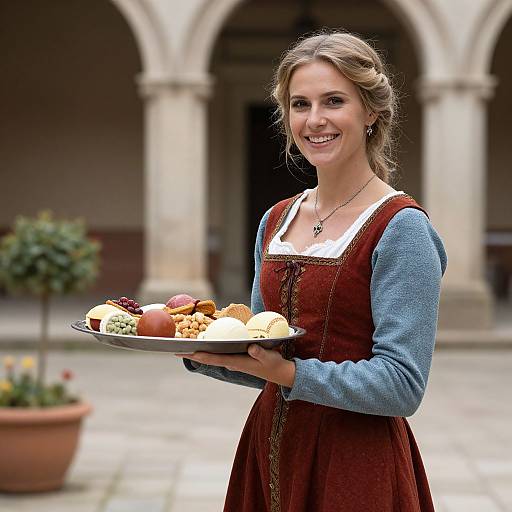 Medieval German Woman Serving Food