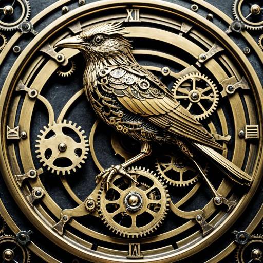 Steampunk Clockwork Bird with Brass Gears