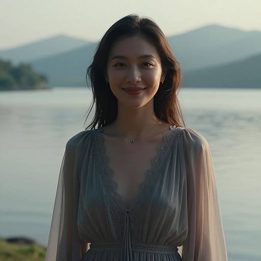 Cinematic Lakeside Portrait with Maxi Dress