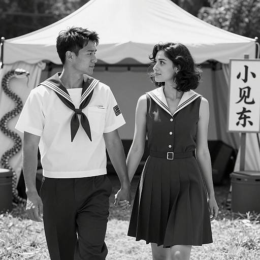 Romantic Sailor Portrait in Black and White