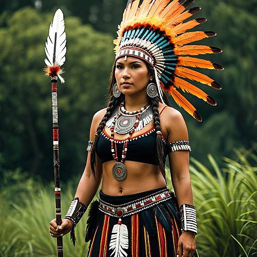 Stunning Aztec Warrior in Full Costume