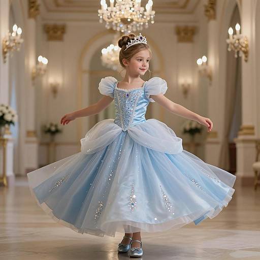 Little Girl in Cinderella Blue Princess Gown