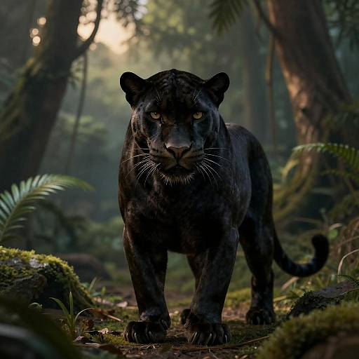 Black Panther in Tropical Rainforest