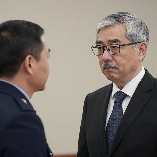 Two Men Portrait in Serious Standoff