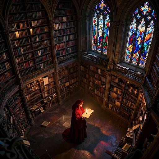Mythic Aerial View of Ancient Library