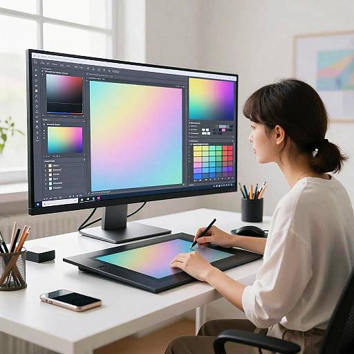 Futuristic AI Digital Art Workspace