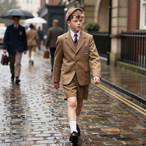 Vintage British Schoolboy Uniform Scene