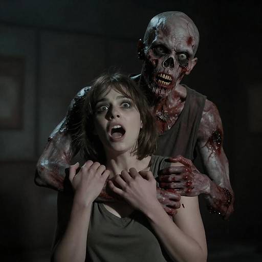 Terrifying Encounter with a Zombie Horror Scene