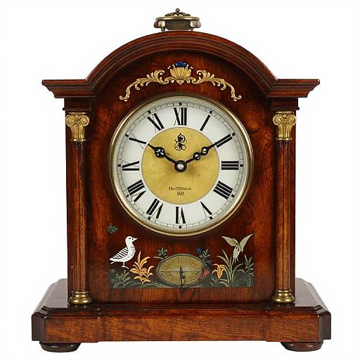 Edwardian Chinoiserie Wood Mantel Clock