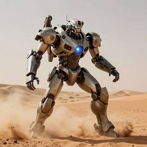 High-Tech Mech Pilot in Desert