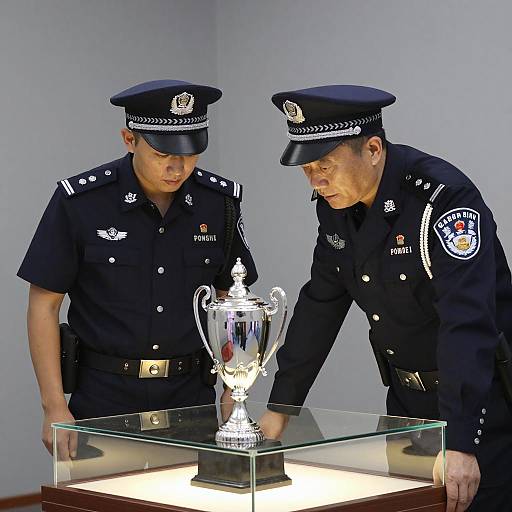 Detectives Investigate Trophy Display Case