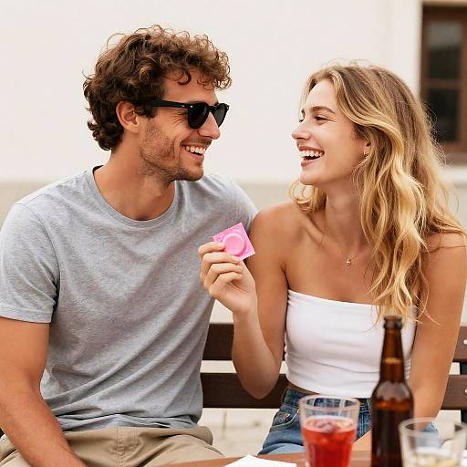 Joyful Couple in Bright Outdoor Setting