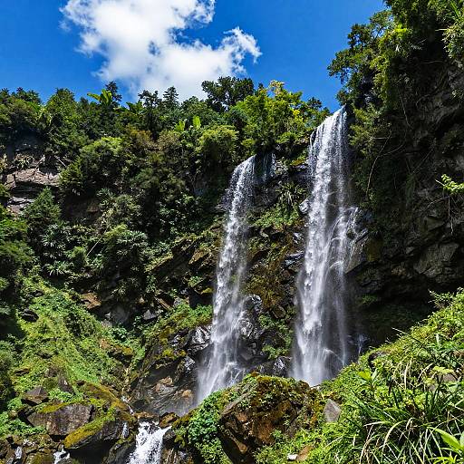 Lush Mountain Waterfalls Landscape