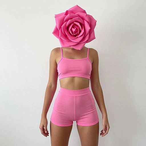 Woman in Pink Rose Costume