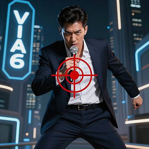 Dynamic Male Character in Futuristic Setting