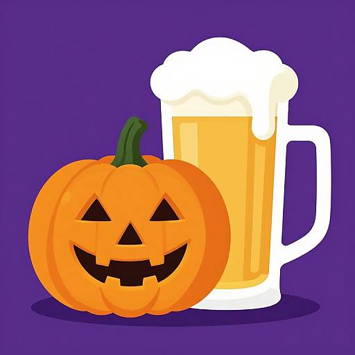 Jack O'Lantern with Beer Vector