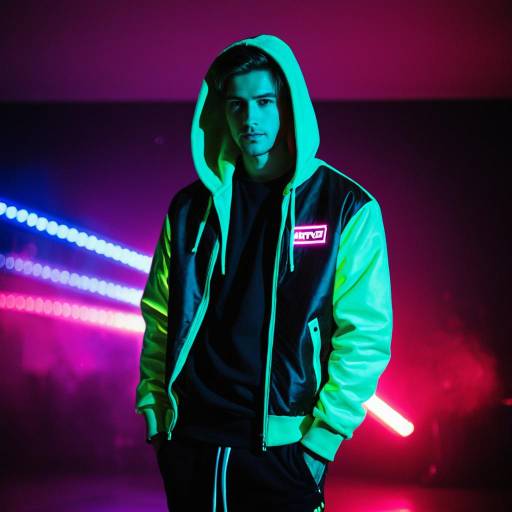 Solo Guy in Rave Attire Under Neon Lights